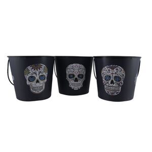 Scratch & Dent Navy Blue DOD Sugar Skull Set of 3 Metal Buckets
